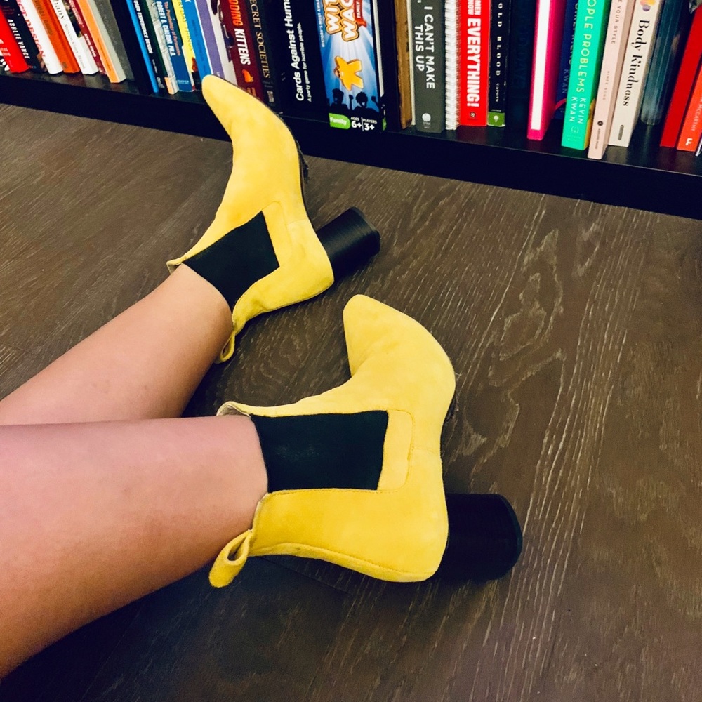 Zara Pointy Booties w/ Blocked Heels